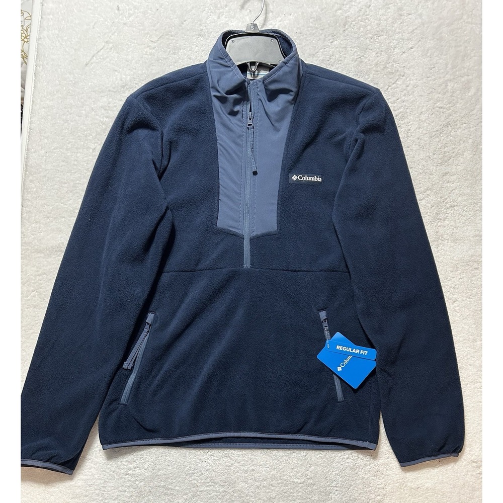 Columbia Mens Size S Blue Sequoia Grove Half Zip Fleece Sweatshirt New (U1)
